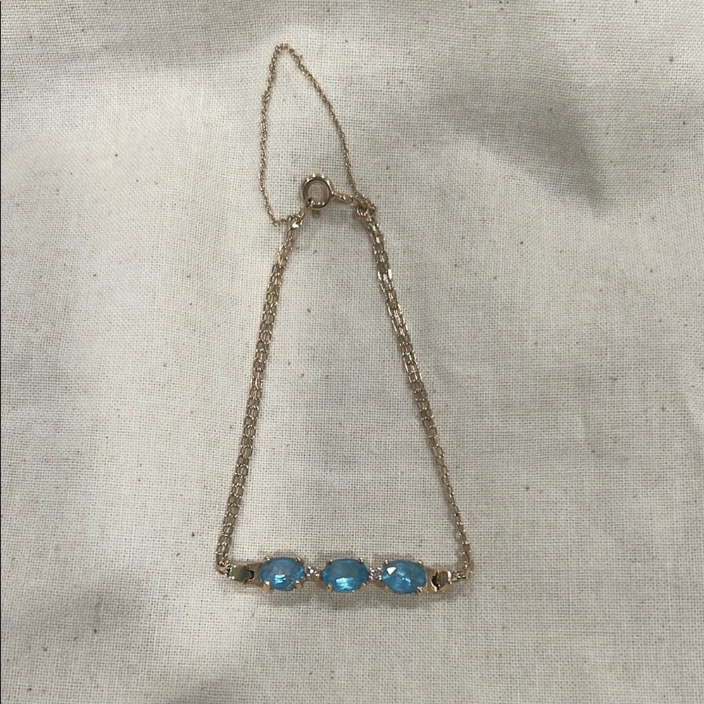 Gold Minimalist Bracelet with Blue Topaz Stones